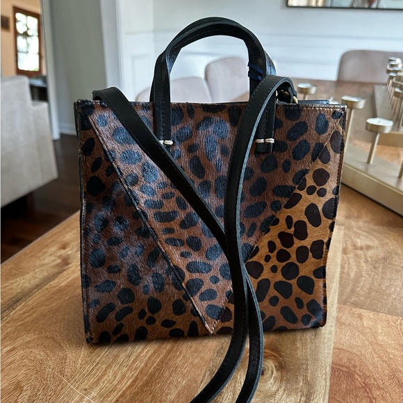 •NEW• Clare V. Petit Simple Tote in Leopard Hair and Black Leather - Picture 2 of 6